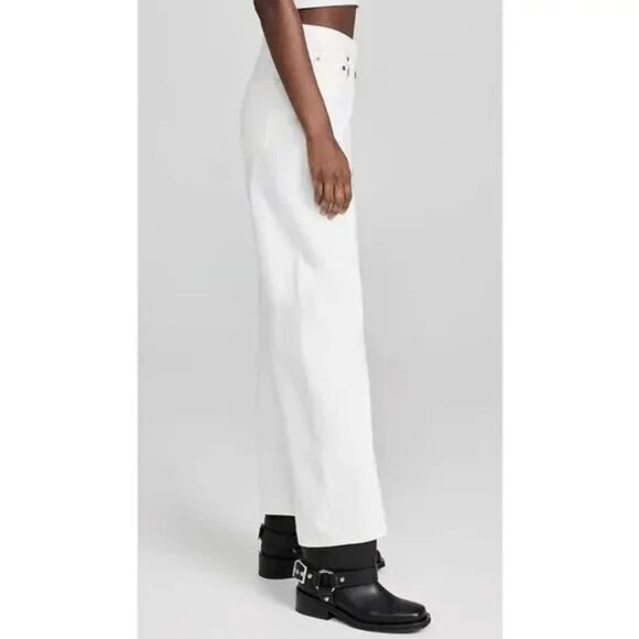 FRAME Angled Zipper Long Barrel Jeans in White Size 30 - Picture 2 of 14